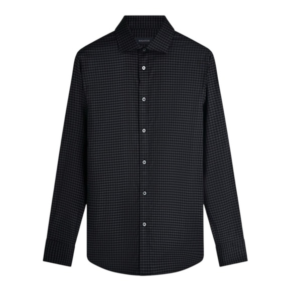 NWT Bugatchi Men's Axel Gingham Check Button-Up Shirt Comfort Stretch 15.5 34/35